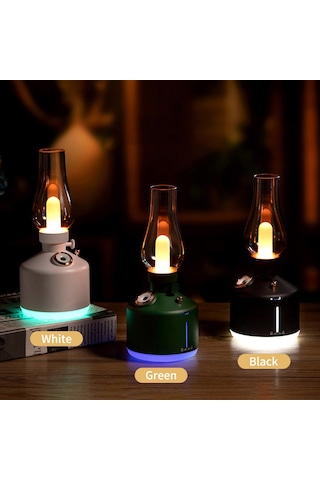 Youmex Yeşil Kerosene Şekilli Usb Nemlendirici - Sürekli/aralıklı Buhar Modu, 7 Renkli Işık, Ev Ofis Dekorasyon Aleti