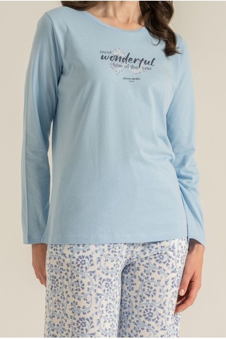 Pierre Cardin Most Wonderful Time Of The Year Kadın Mavi Uzun Kol Pijama Takım Pc9269-s-v1 Pc9269-s-v1