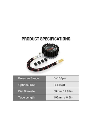 Pazly Kkmoon 0-100 Psı Otomobil Lastik Basınç Göstergesi - Araç Lastik Basınç Ölçer