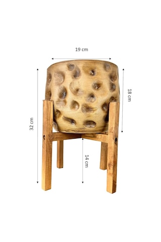 Bitki Tasarımı Ev Dekorasyon Aksesuar Naturel Desenli Toprak Saksı Saksılık Salon Çiçeklik 4 Ayaklı 19 Cm