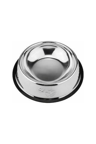 Paslanmaz Çelik 22 Cm. 500 Ml. Gri Kaymaz Taban Kedi Köpek Mama Ve Su Kabı Mt251