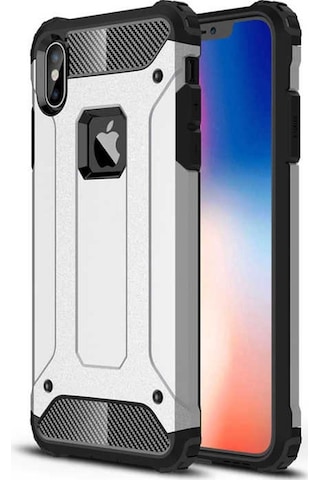 Noktaks - Apple Uyumlu iPhone X - Kılıf Çift Katman Zırh Tank Crash Military Kapak - Gri