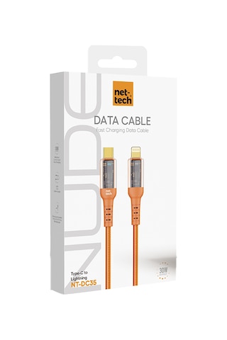 Nettech Nt-dc35 30w Plastik 100 Cm Type-c To Lightning Şarj Ve Data Kablosu Turuncu