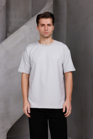 Erkek Basic Oversize Bisiklet Yaka 2 İki İplik Kompakt T-shirt Ekru