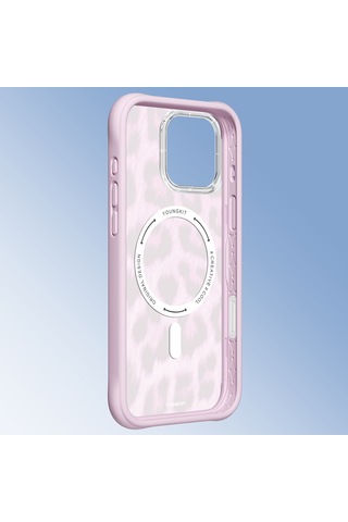 Apple Uyumlu iPhone 16 Pro Max Kılıf M-safe Şarj Özellikli Youngkit Leopard Serisi Kapak Pembe