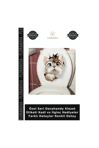 Özel Seri Decohandy Klozet Etiketi Kedi Vs İlginç Hediyeler Farklı Detaylar Renkli Detay
