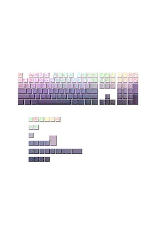 Contourline - Gradient Keycaps 130 Tuş İki Renkli Tam Set Çatlak Işıklı Tuş Takımı