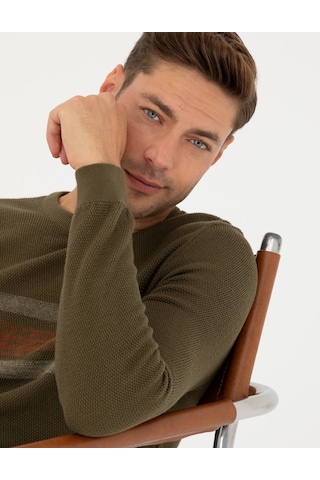 Pierre Cardin Erkek Koyu Haki Triko Kazak 50278095-vr111 Koyu Haki