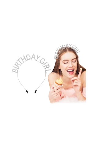 Kristal Taşlı Gümüş Birthday Girl Yazılı Doğum Günü Parti Tacı 19x11 Cm Çocuk