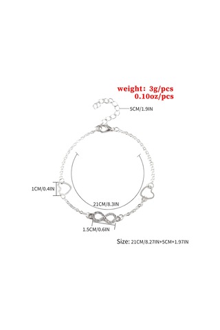 Homyl Plaj Kadın Çiftler Için Çift Kalp Halhal Gümüş Gümüş