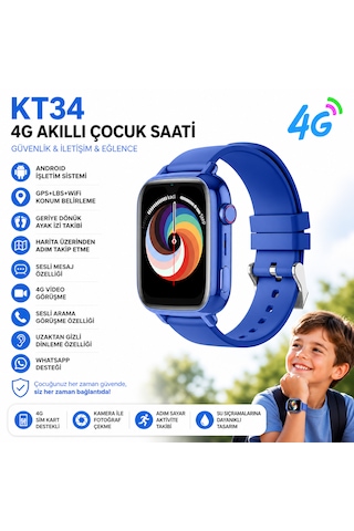 Roxiva KT34 1.78" Sim Kartlı 4G Android Çocuk Akıllı Saati (İthalatçı Garantili)