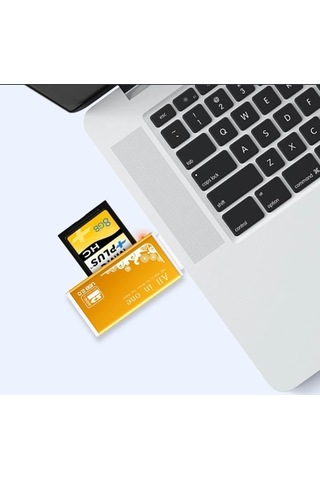 Novahub Alaşım Kart Okuyucu 4 Bağlantı Noktalı Usb 2.0 Mikro Sd Tf M2 Ms Pro Duo Mmc Gümüş