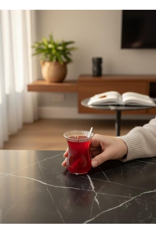 2 Adet Çay Bardağında Çay Jel Mum Dekoratif Kırmızı