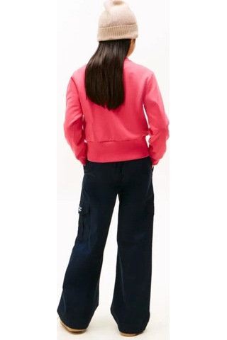 Tommy Hilfiger Kız Çocuk Geniş Bel Bantlı Nakış Logolu Sweatshirt - Koyu Pembe Çok Renkli