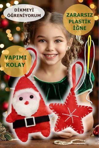 Keçe Kendin Yap Yılbaşı Süsü Noel Baba Ve Yıldız Seti