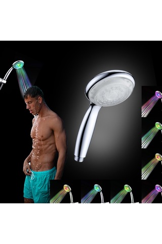 Youtek Led Işıklı El Tutulu Duş Başlığı - Su Akışı İle Çalışır, Renkli Işık Efektleri Ve Sıcaklık Tespiti Gümüş