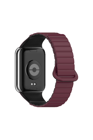 Xiaomi Mi Band 8 Pro Silikon Kordon Nrtk Krd-105 Strap Kayış-koyu Kırmızı-siyah