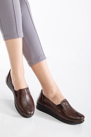 92101 Ortopedik Kadın Deri Ayakkabı Topuk Dikeni İçin Uygundur Kahverengi