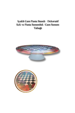 Ayaklı Cam Pasta Standı Dekoratif Kek Sunumluk Çok Renkli