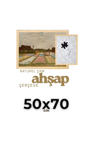 Ahşap-50x70 Cm Ahşap Çerçeve 2cm En, 2,5cm Derinlik Puzzle Fotoğraf Poster Resim Çerçevesi Naturel Çam