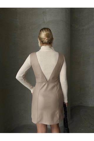 Deri Jile Elbise Bej W24796 Bej