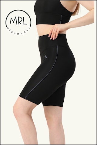 Kadın Siyah Yüksek Bel Toparlayıcı Biker Şort Kısa Spor Tayt Likralı Dalgıç Biker Tights 1043 Siyah Antrasit