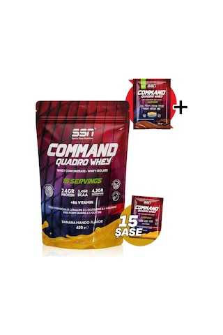 SSN Sports Style Nutrition Command Quadro Whey Protein Tozu 450 G 15 Şase Muz Mango