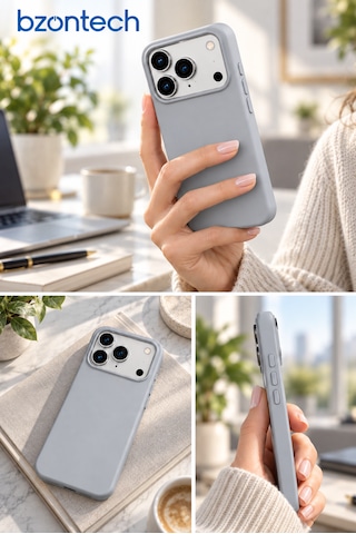 Apple Uyumlu iPhone 17 Pro Max / 18 Pro Max Uyumlu Kılıf Renkli Lansman İçi Kadife Yumuşak Kamera Yükseltili Silikon Dingin Gri