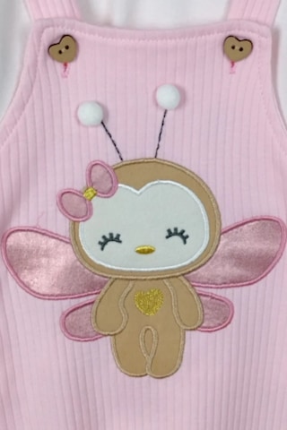 Kidskingdom Toz Pembe Renk Kız Bebek & Çocuk Pamuklu 2 Parça Tulum Toz Pembe