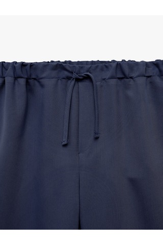 Koton Düğmeli Modal Karışımlı Geniş Paça Pantolon Lacivert 6skg40010aw