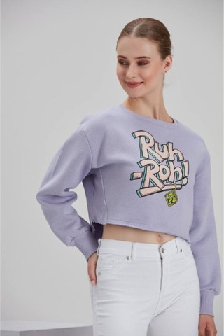 Meecy Kadın Lila Baskılı Sweatshirt Lila Lila