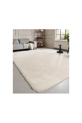 Peluş Post Halı Yumuşak Dokulu Modern Salon Oturma Odası Çocuk Odası Hol & Antre Halısı Krem Krem