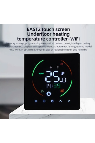 Reedark Akıllı Wifi Termostat - Su Isıtma Kontrolü, Haftalık Programlanabilir, Lcd Ekranlı, Tuya Uyumlu Siyah