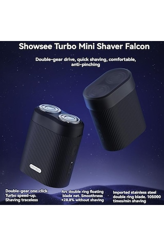 Xıaomı Showsee Turbo Elektrikli Tıraş Makinesi Ikiz Bıçak Kuru Islak Jilet Sakal Düzeltici Kesici Typec Şarj Edilebilir Erkek Jilet Makinesi