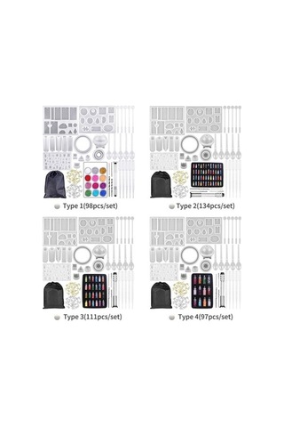 Ulzyvf Yetişkinler İçin Yapımcı Seti, Kristal Küpe Kolye Kalıpları, Epoksi El Döküm Dıy Aksesuarlar, 134 Parça, Çok Renkli Çok Renkli