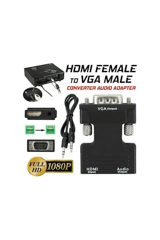 Hdmi To Vga Kablo Çevirici Dönüştürücü + Ses Destekli Mg-2163 (468077435)