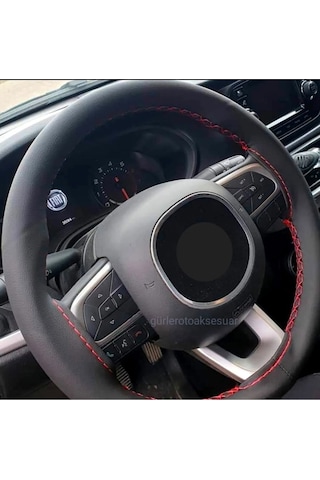 Toyota Corolla Uyumlu Dikmeli Direksiyon Kılıfı Soft Kırmızı Ipli Esnek Kokusuz