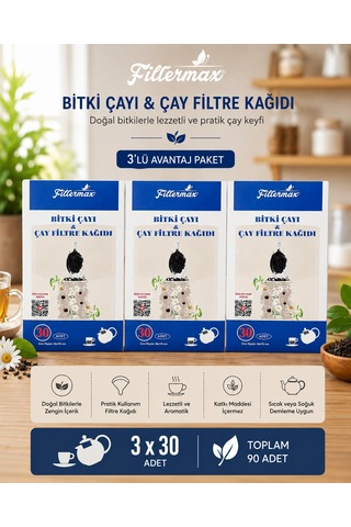 Pratik Bitki Çayı Ve Çay Filtre Kağıdı 30'lu 3'lü Paket Beyaz Pratik Bitki Çayı Ve Çay Filtre Kağıdı 30'lu 3'lü Paket Beyaz