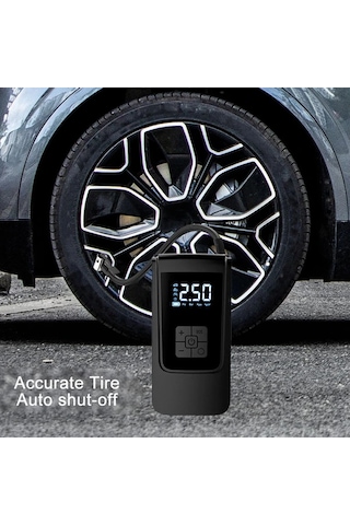 Xuweiwei Dylm Siyah Kablosuz Tasinabilir Lastik Sisirici Dijital Ekranli Usb Sarj Edilebilir Hava Kompresoru Araba Bisiklet Motosiklet Icin