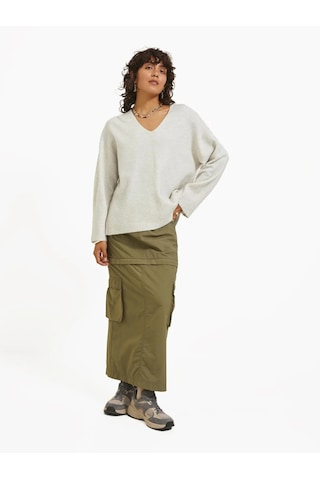 Jack&jones Jjxx Oversize V Yaka Kadın Kazak - Minimalist & Rahat Bej