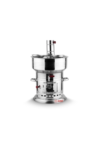 12 Litre Paslanmaz Metal Odunlu Kömürlü Çay Semaveri Odunlu Kömürlü Semaver Tek Musluklu Semaver 12