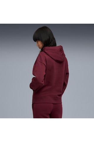Puma Essentials Small No.1 Logo Kadın Bordo Kapüşonlu Sweatshirt Bordo
