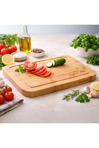 Bk Gift Kişiye Özel Bambum Talau Büyük Boy Bambu Kesme Tahtası 39x30 Cm Doğal Bambu Doğrama Tahtası Kobitmeyencom36697 Bk Gift Çok Renkli