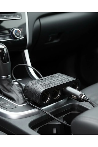 Araç Çakmak Çoklayıcı 4 Çıkışlı 2 Usb Ve Type C Girişli Çok Fonksiyonlu Şarj Ünitesi Çok Renkli