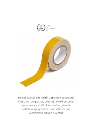 Köpükbant 5 Kg Çift Taraflı Köpük Montaj Bandı 19mm 2 Metre Güçlü Yapışkan Duvar Bant Beyaz Çerçeve Standart
