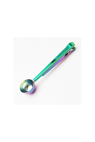 Jms Çok Renkli 2in1 Paslanmaz Çelik Kahve Kaşığı Sızdırmazlık Klipsi Gümüş Dekorasyon Kahve Makinesi