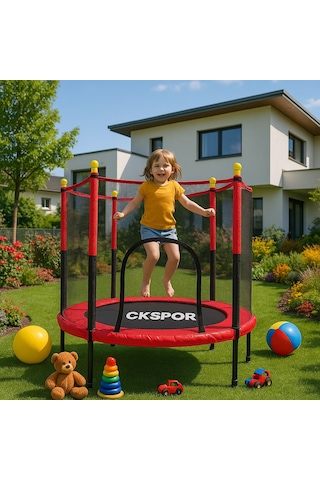 Fileli Büyük Boy Trambolin 140 Cm Çap Korumalı Kolay Kurulum Cks448