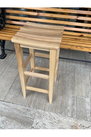 Ahşap Çıtalı 60 Cm Bar Taburesi Naturel Kayın Renk Çok Renkli