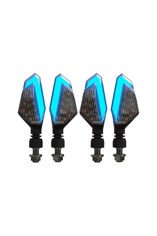 Mk-236 4 Adet 22led Motosiklet V Line İki Renkli Dönüş Işığı Sinyal Açısı Işığı Sarı Mavi