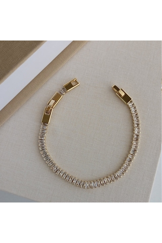Lente Aksesuar Gold Full Baget Zirkon Taşlı Lüks Su Yolu Bileklik - 14k Altın Kaplama Xuping Altın